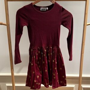 Molo Maroon Dress with Gold Dots